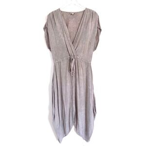 Anthropologie The Odells | Grey Space Dye V-Neck Short Sleeve Maxi Dress